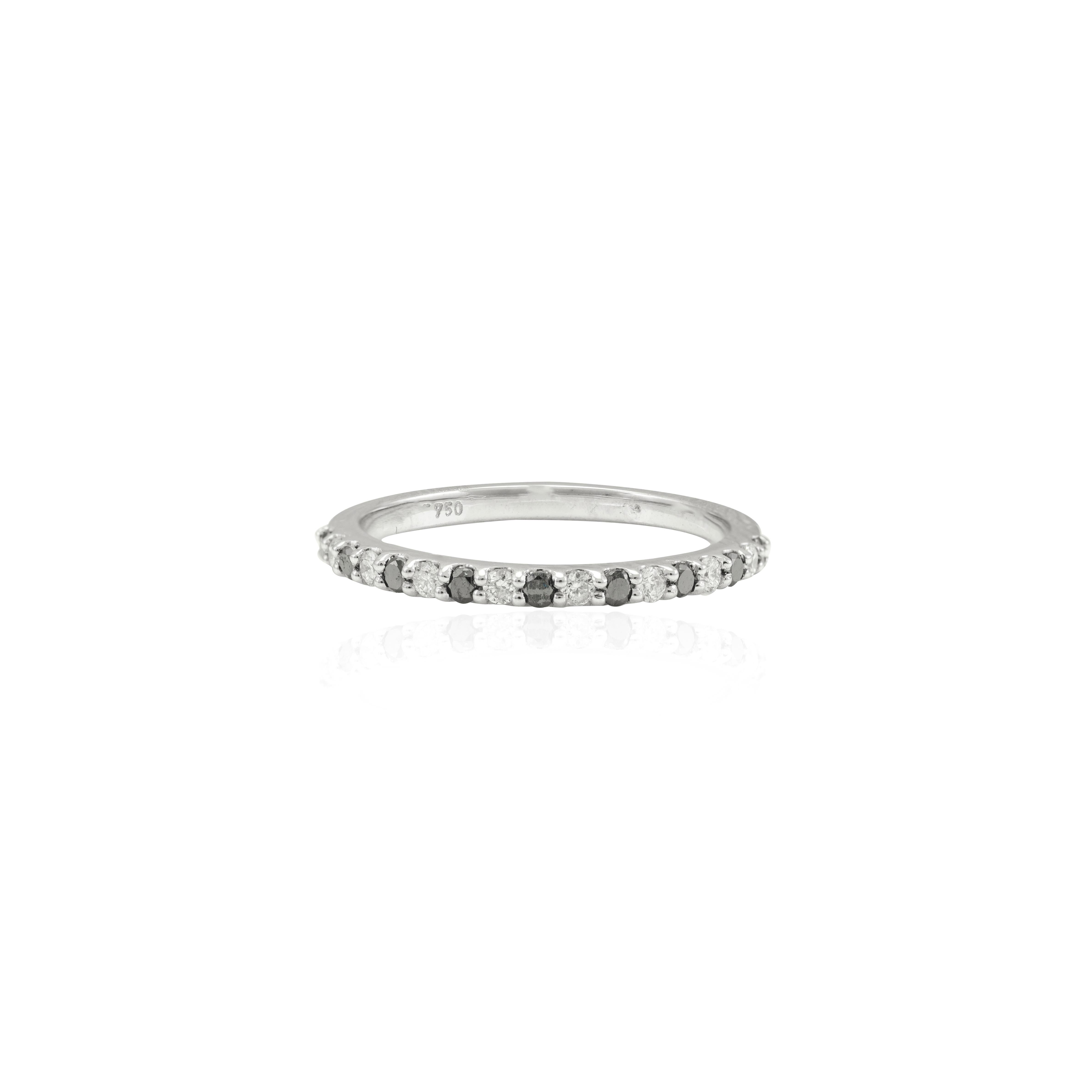 For Sale:  Natural Thin Diamond Wedding Band 18k Solid White Gold Stackable Diamond Ring 5