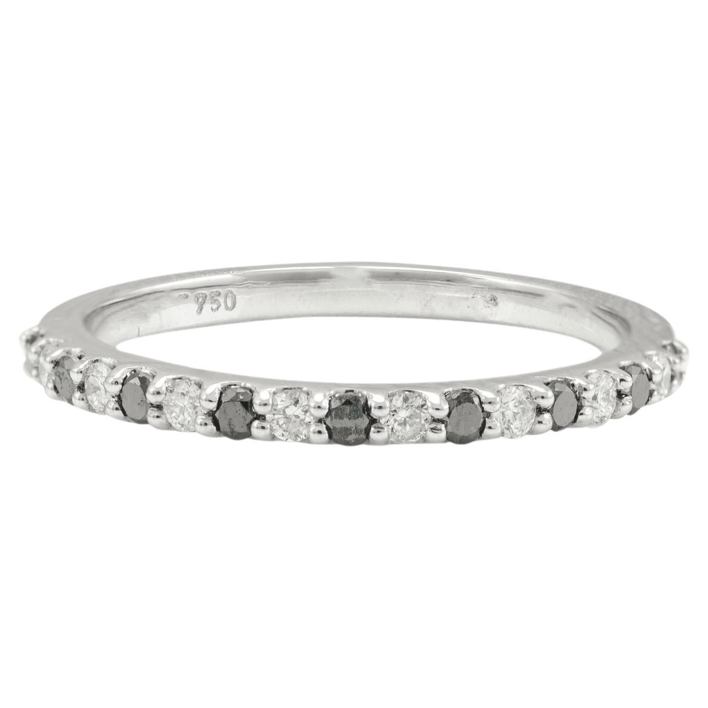 For Sale:  Natural Thin Diamond Wedding Band 18k Solid White Gold Stackable Diamond Ring