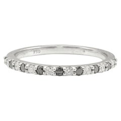 Natural Thin Diamond Wedding Band 18k Solid White Gold Stackable Diamond Ring
