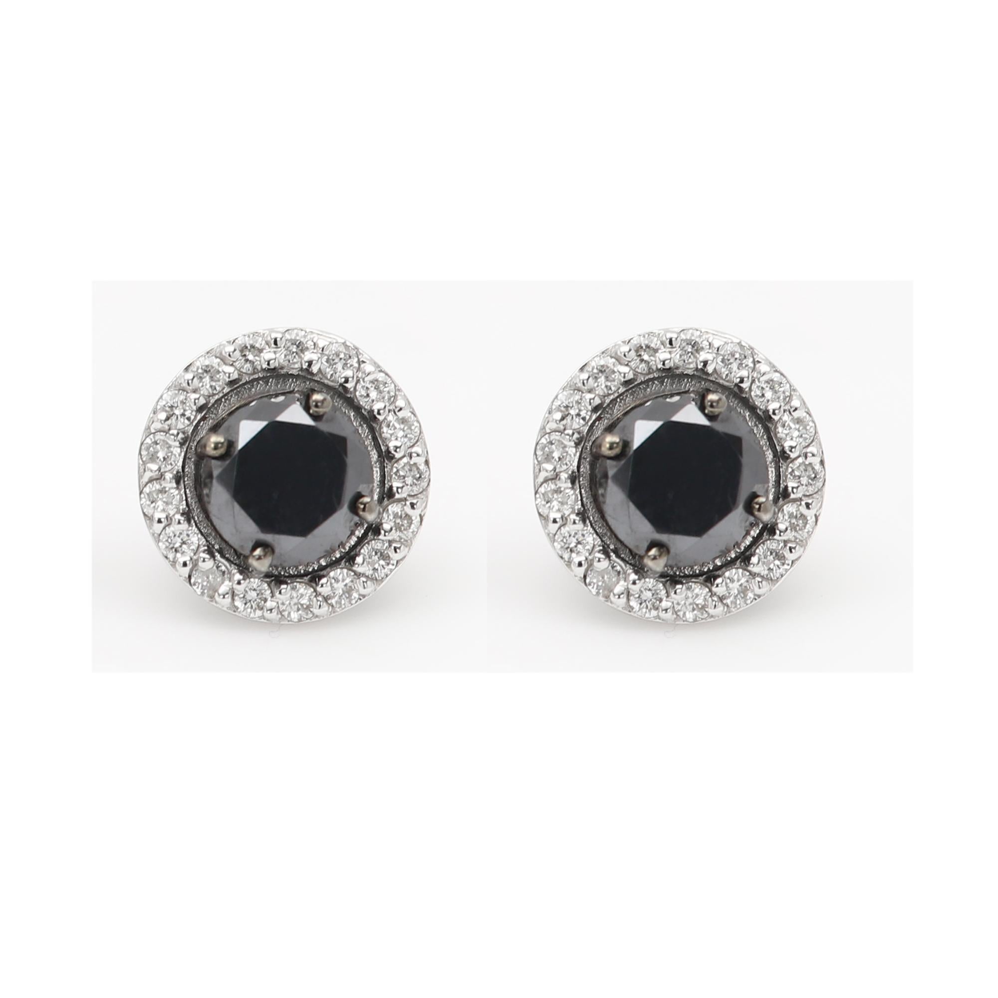 Orecchini con diamante bianco e nero a 18 carati con montatura rimovibile in vendita 4