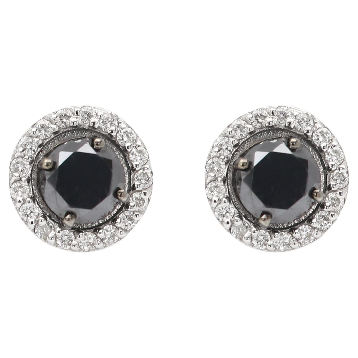 Orecchini con diamante bianco e nero a 18 carati con montatura rimovibile