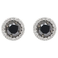 Orecchini con diamante bianco e nero a 18 carati con montatura rimovibile