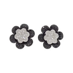 Black and White Diamond Two-Piece Earrings in 18 Karat White Gold