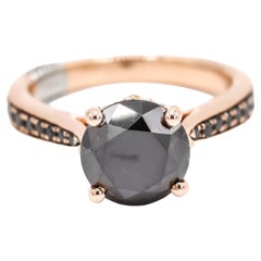 Black and White Diamonds 14k Rose Gold Cocktail Ring