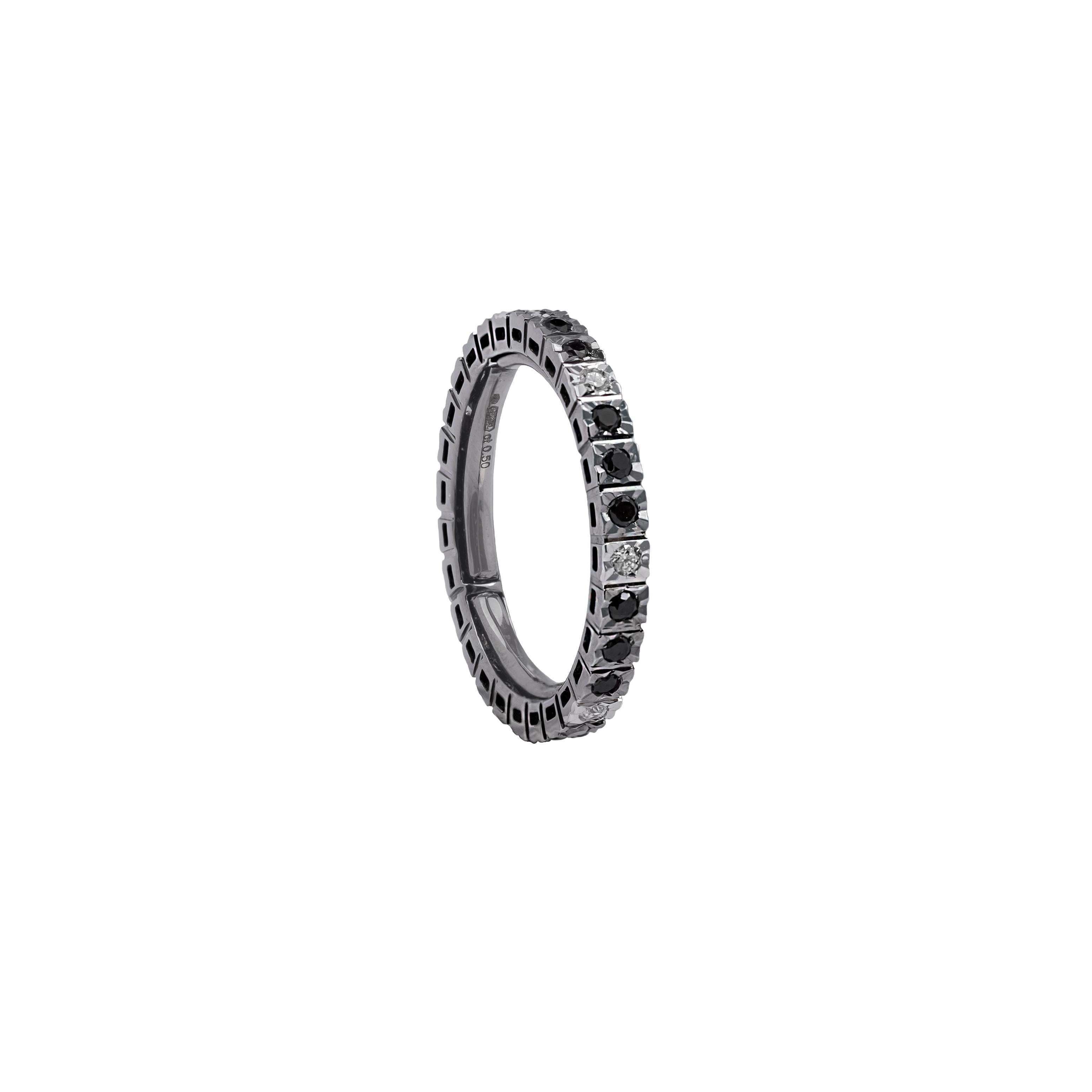 For Sale:  Black and White Diamonds 18k Burnished Gold Eternity Band 4