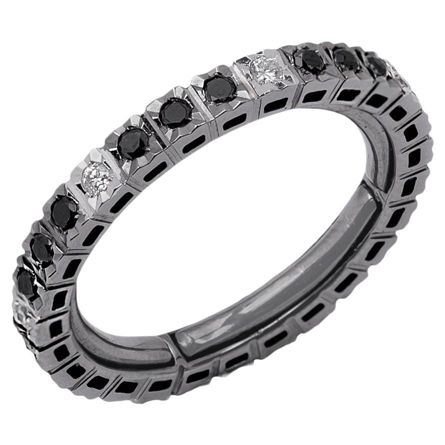 For Sale:  Black and White Diamonds 18k Burnished Gold Eternity Band
