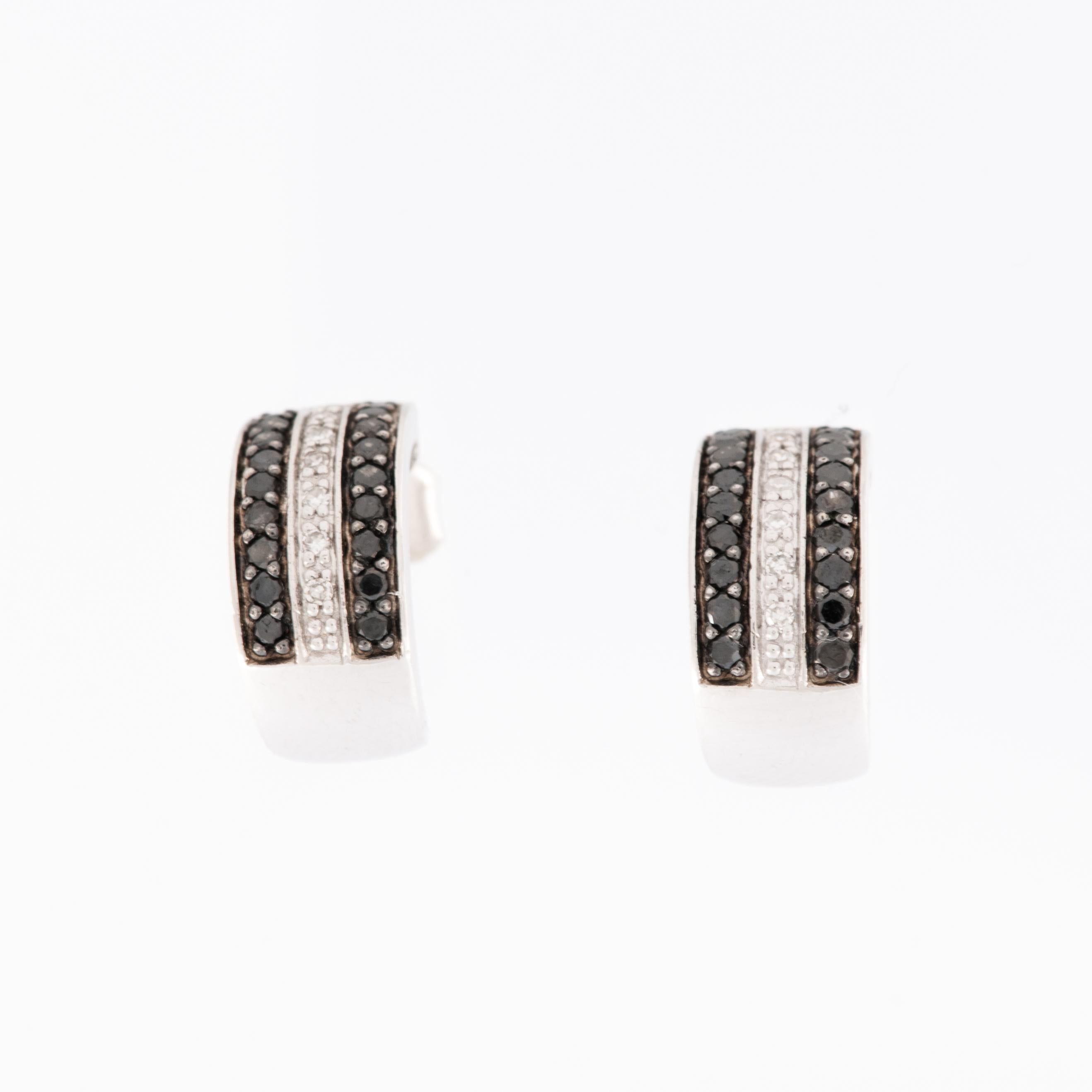 Black and White DIAMONDS, 18KT White Gold Earrings In Good Condition For Sale In Esch-Sur-Alzette, LU