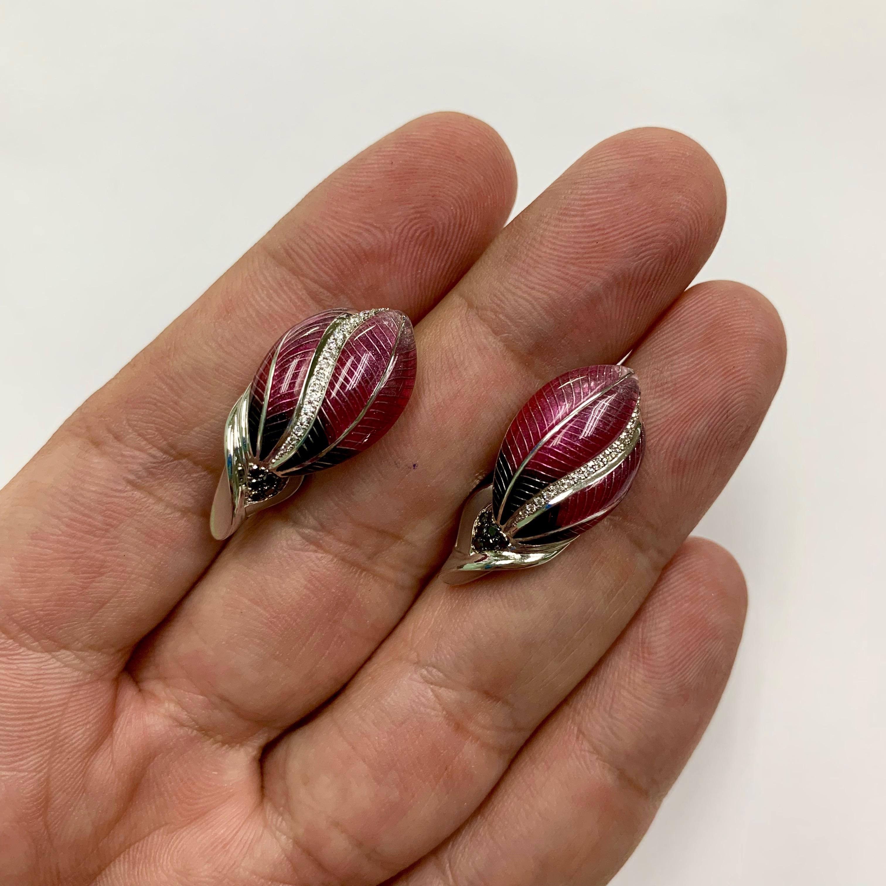 enamel tulip huggie hoop earrings