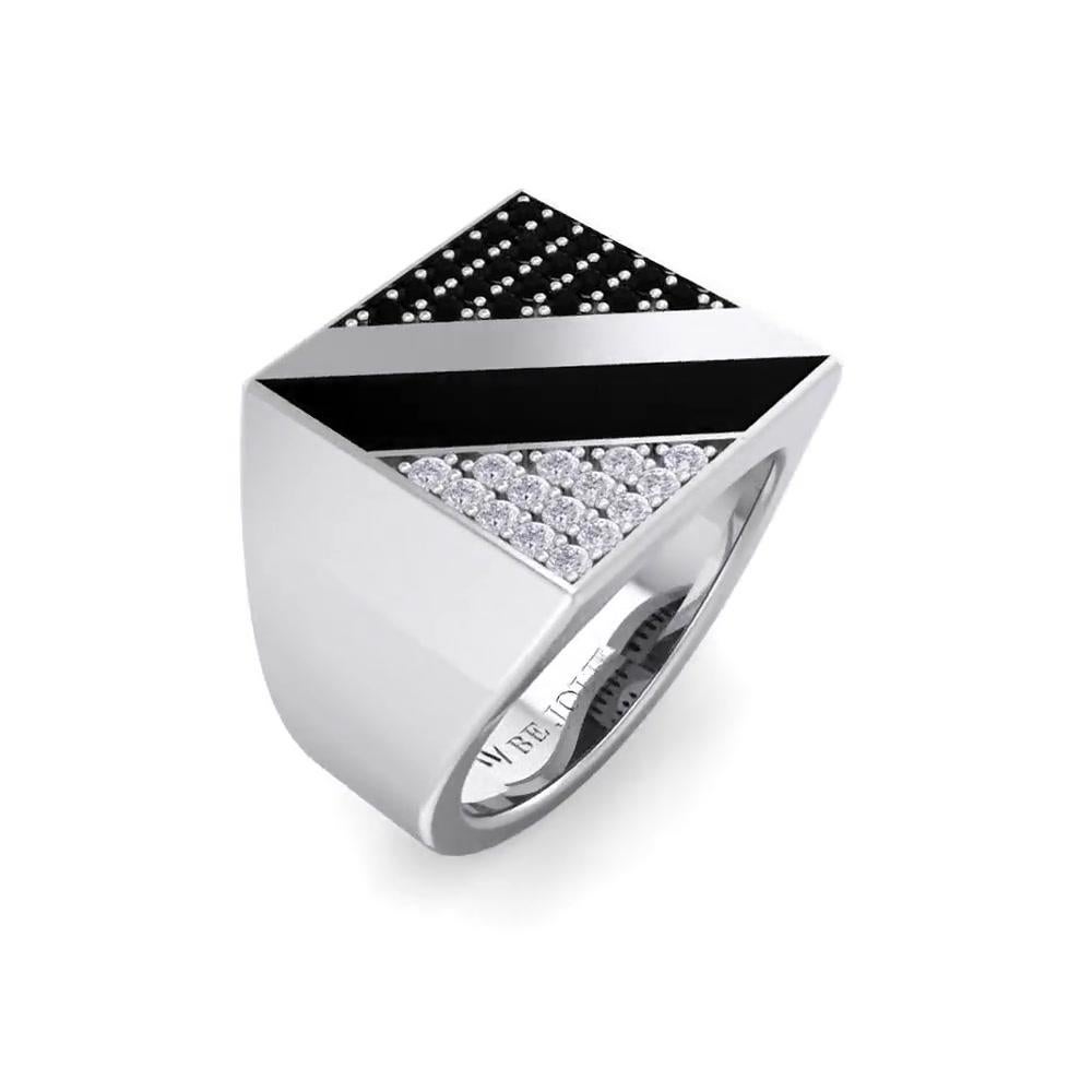 mens black ring with white diamonds