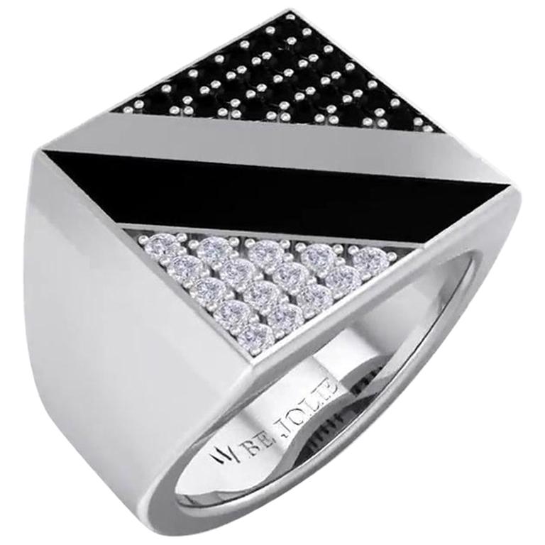 Black and White Diamonds Men's Ring For Sale