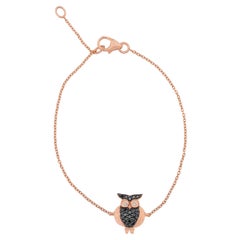 Black and White Diamonds Owl and 18k Rose Gold Bracelet