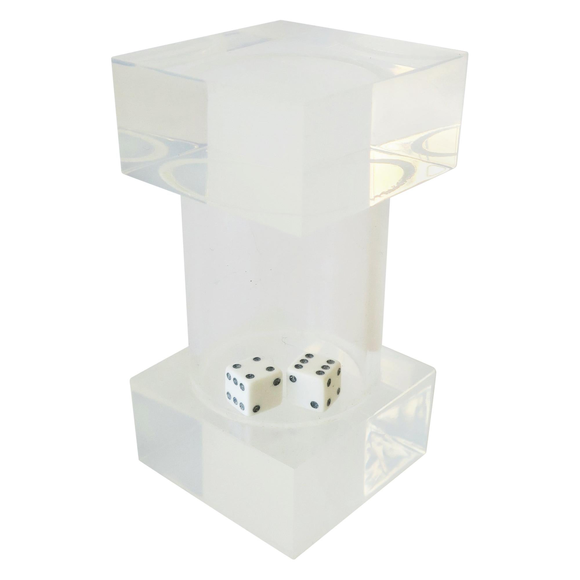 Black and White Dice Encased in Lucite