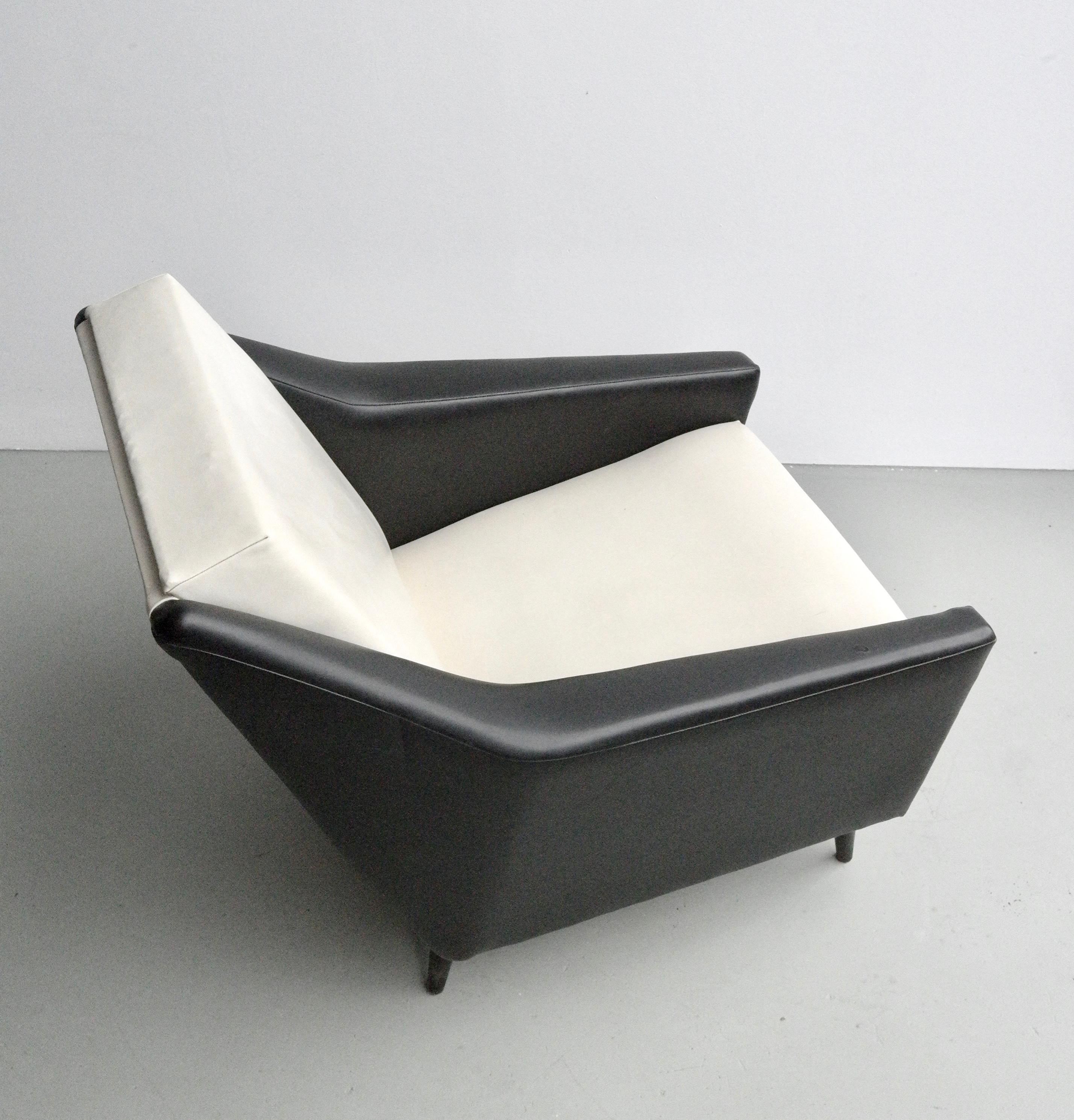 Black and white Distex style lounge chair, Italy, 1950s.