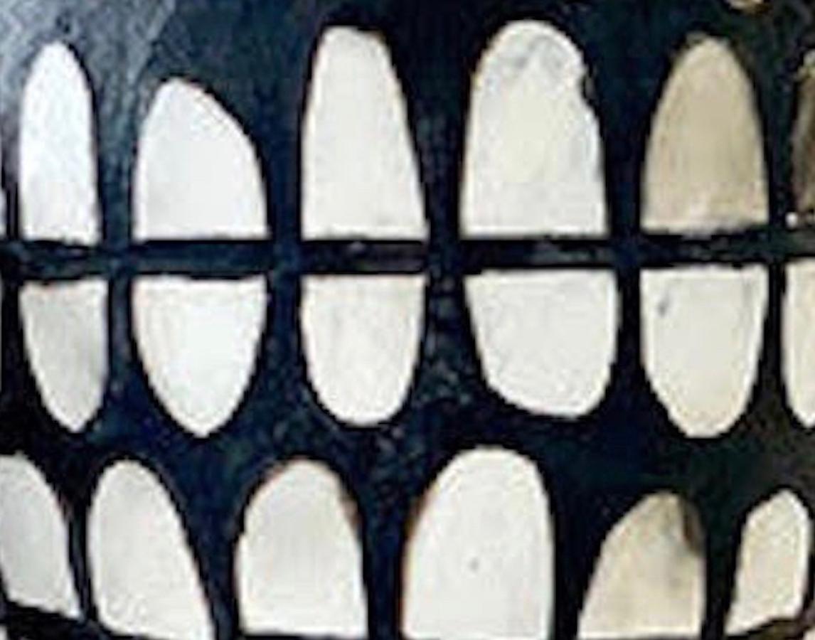 North American Black and White Dot Design Ceramic Vase By Brenda Holzke, USA, Contemporary