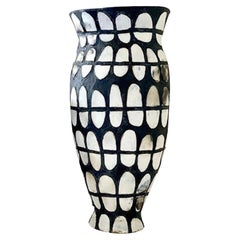 Black and White Dot Design Tall Vase By Brenda Holzke, USA, Contemporary