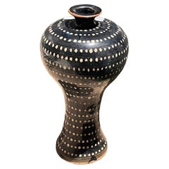 Black and White Dotted Curved Top Vase, China, Contemporary