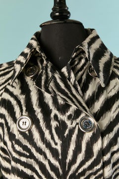 Black and white double breasted cotton coat with Zebra print MICHAEL KORS