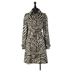 Black and white double breasted cotton coat with Zebra print MICHAEL KORS