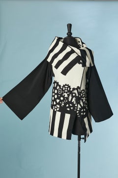 Chaqueta cruzada blanca y negra de punto de rayón Jean-Charles de Castelbajac