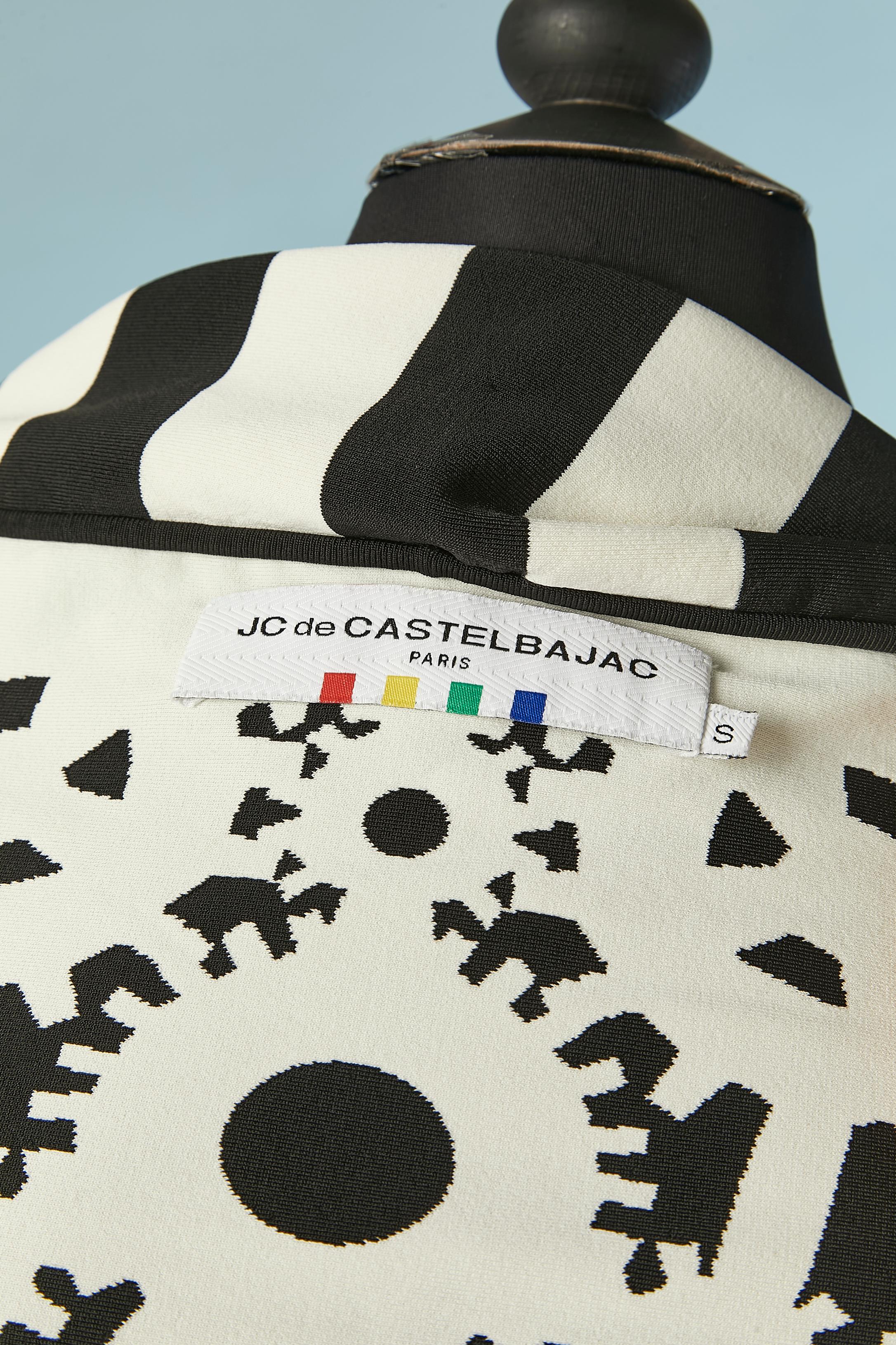 Schwarz-weiße doppelreihige Jacke aus Viskose-Strick Jean-Charles de Castelbajac im Angebot 5