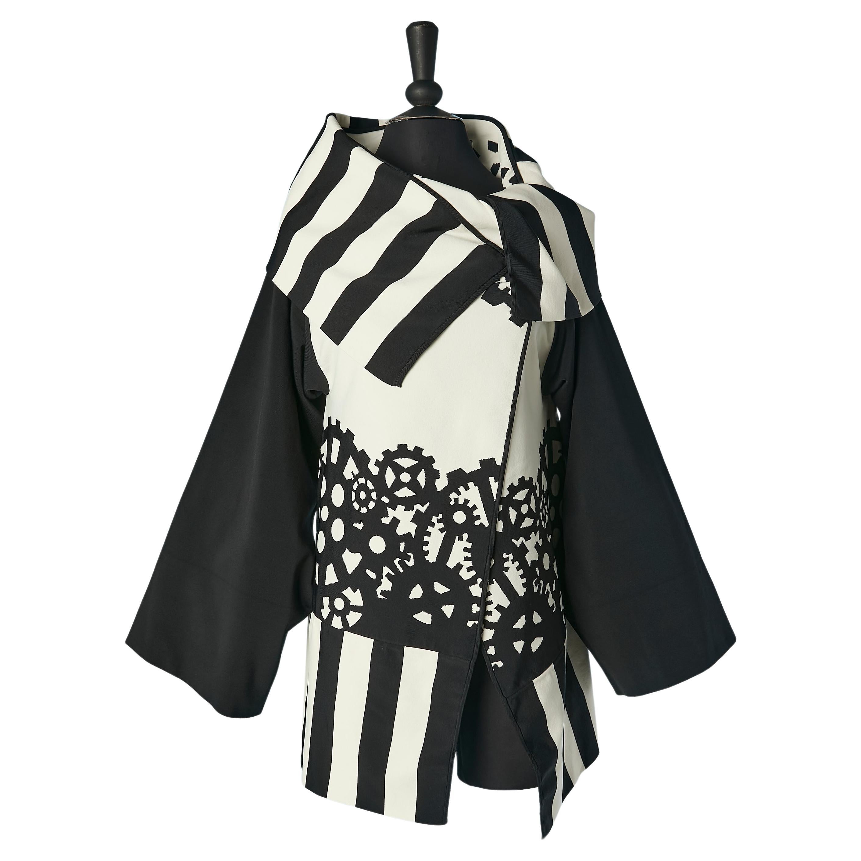 Black and white double breasted jacket in rayon knit Jean-Charles de Castelbajac For Sale