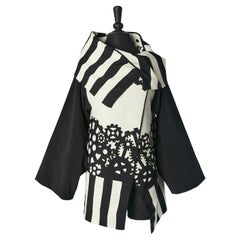 Black and white double breasted jacket in rayon knit Jean-Charles de Castelbajac