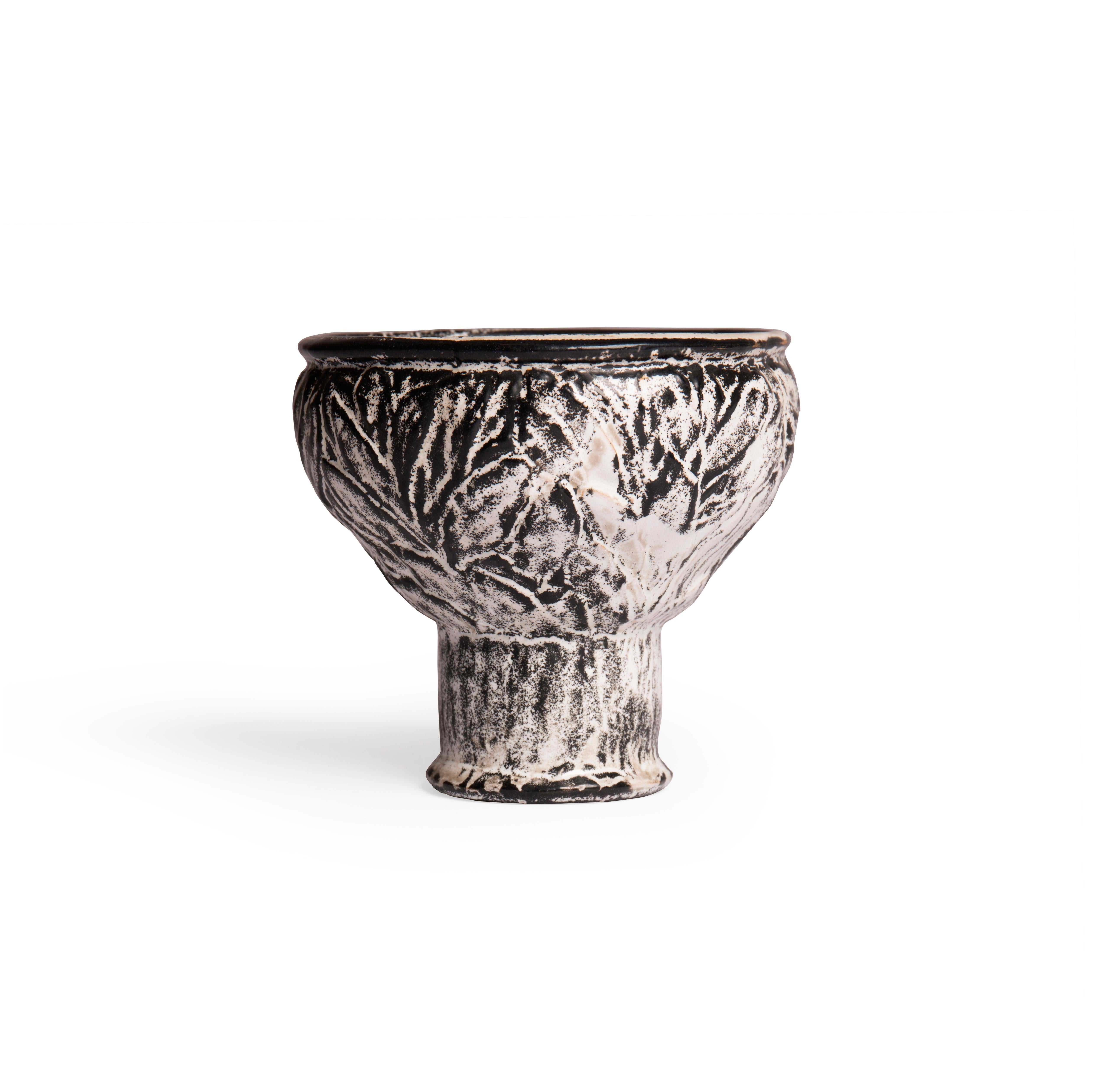 Danish Black and white double glazed earthenware vase from Denmark For Sale