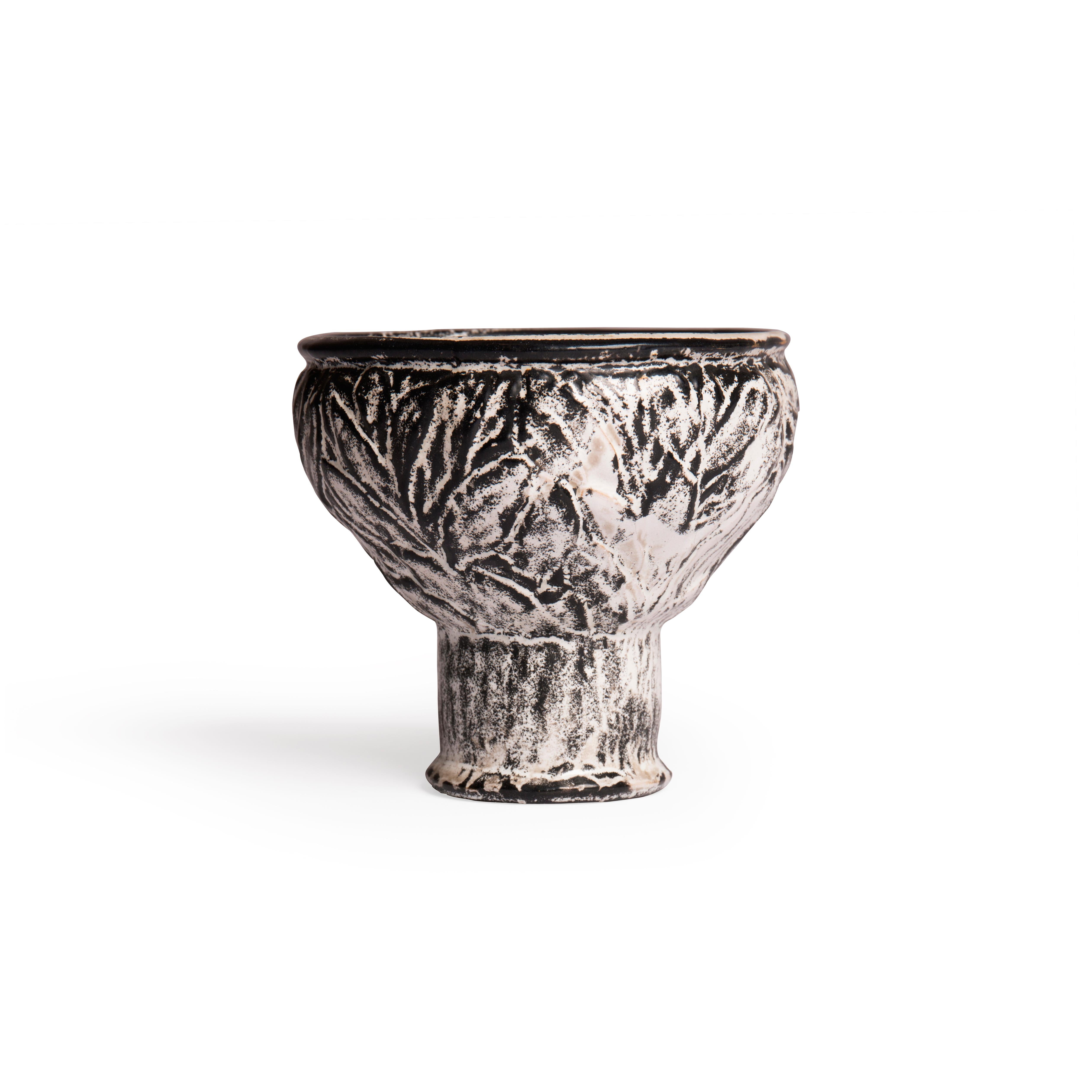 Danish Black and white double glazed earthenware vase from Denmark