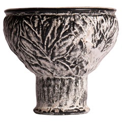 Vintage Black and white double glazed earthenware vase from Denmark