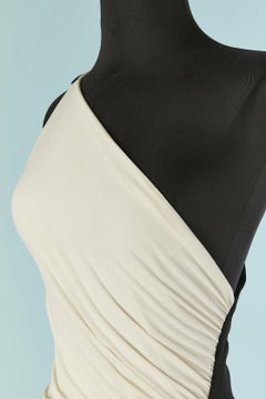 Black and white draped one-shoulder jersey dress ALEXANDRE VAUTHIER COUTURE
