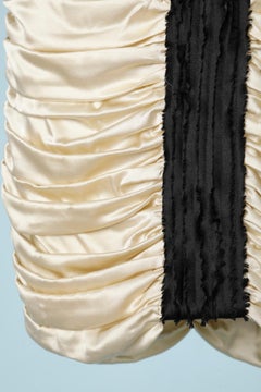 D&G par Dolce Gabbana - Robe bustier drapée en satin noir et blanc