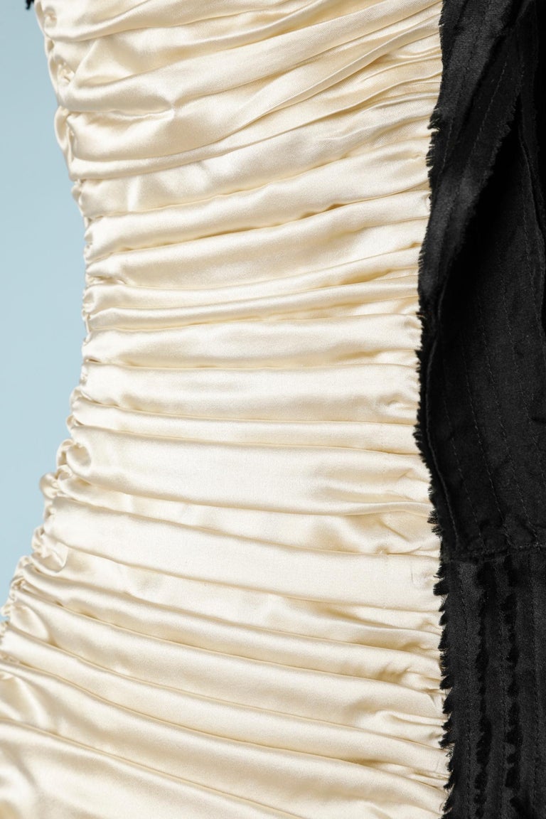 Black and white draped satin bustier dress D&G by Dolce Gabbana For Sale at  1stDibs
