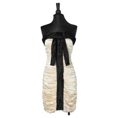 Black and white draped satin bustier dress D&G by Dolce Gabbana 