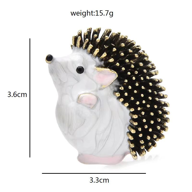 Schwarz-weiße Emaille-Igel-Brosche (Moderne) im Angebot