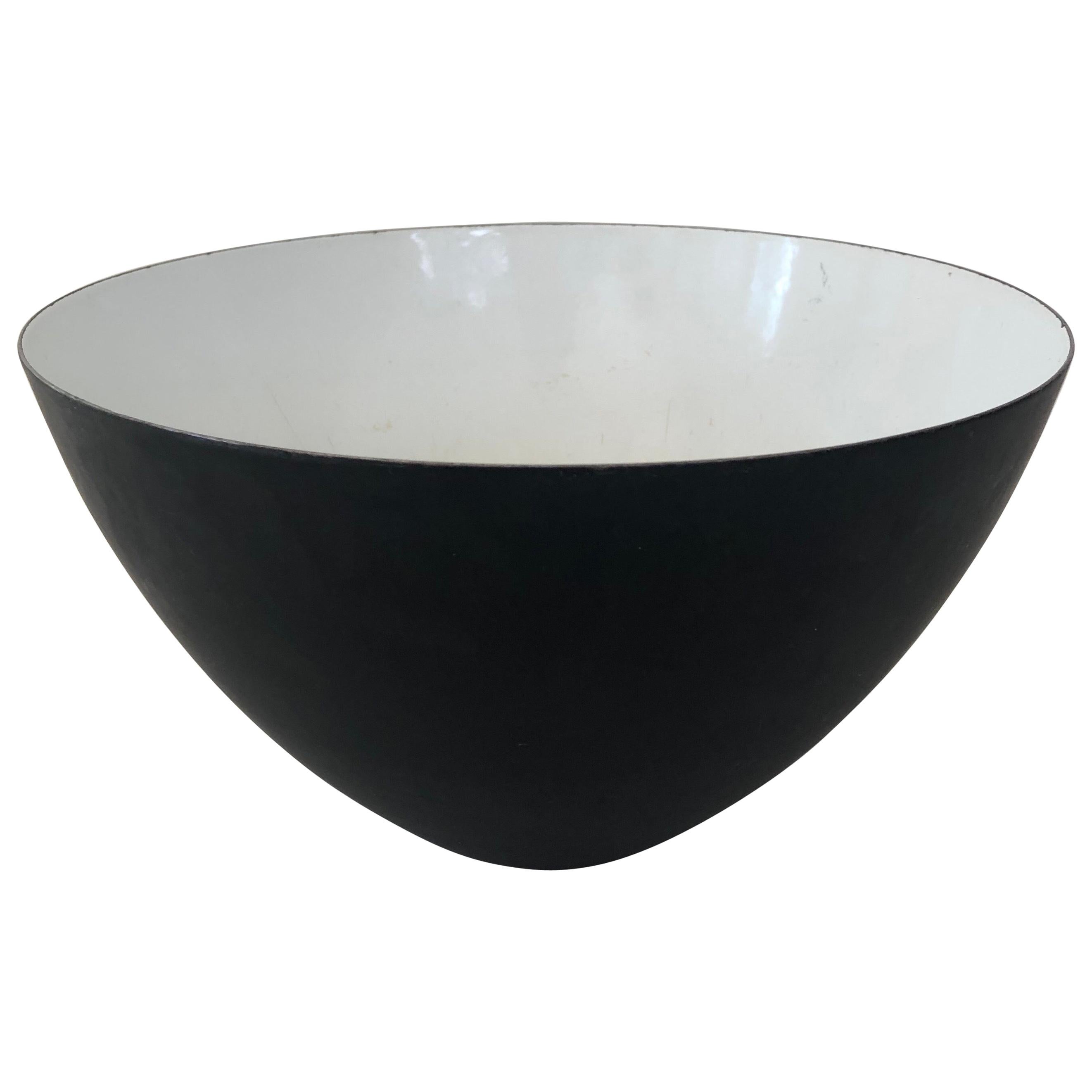 Black and White Enamel Krenit Bowl by Herbert Krenchel