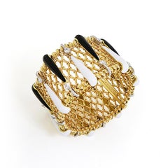 Black and White Enamel Mesh Bracelet