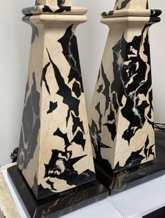 Black and White Faux Marbleized Verona Table Lamps