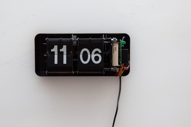 Black and White Flip Clock Large Station, Factory Clock 1970s, France For Sale at 1stDibs