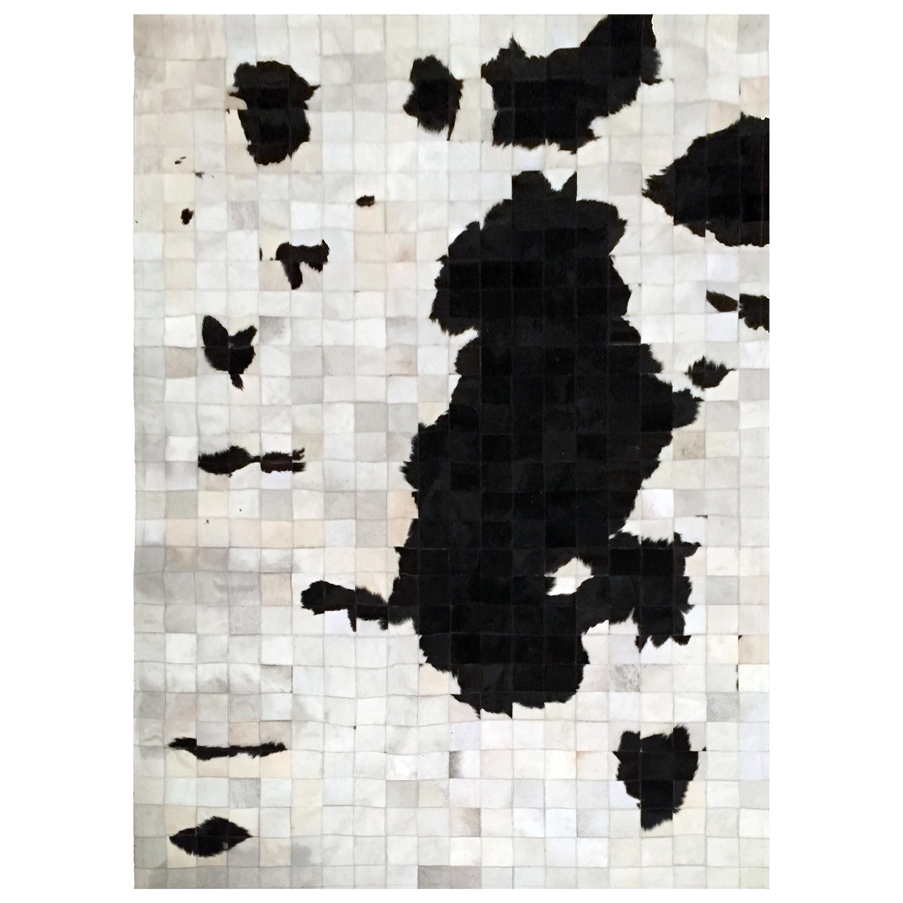 Black and White Fun, Customizable Dalmata Cowhide Area Floor Rug Smal For Sale
