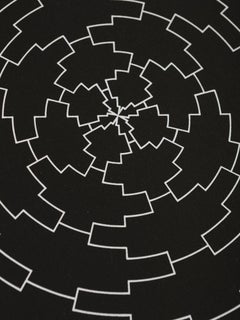 Geometrischer abstrakter Seidendruck in Schwarz und WHit von Marcello Morandini, Italien, 1980er Jahre