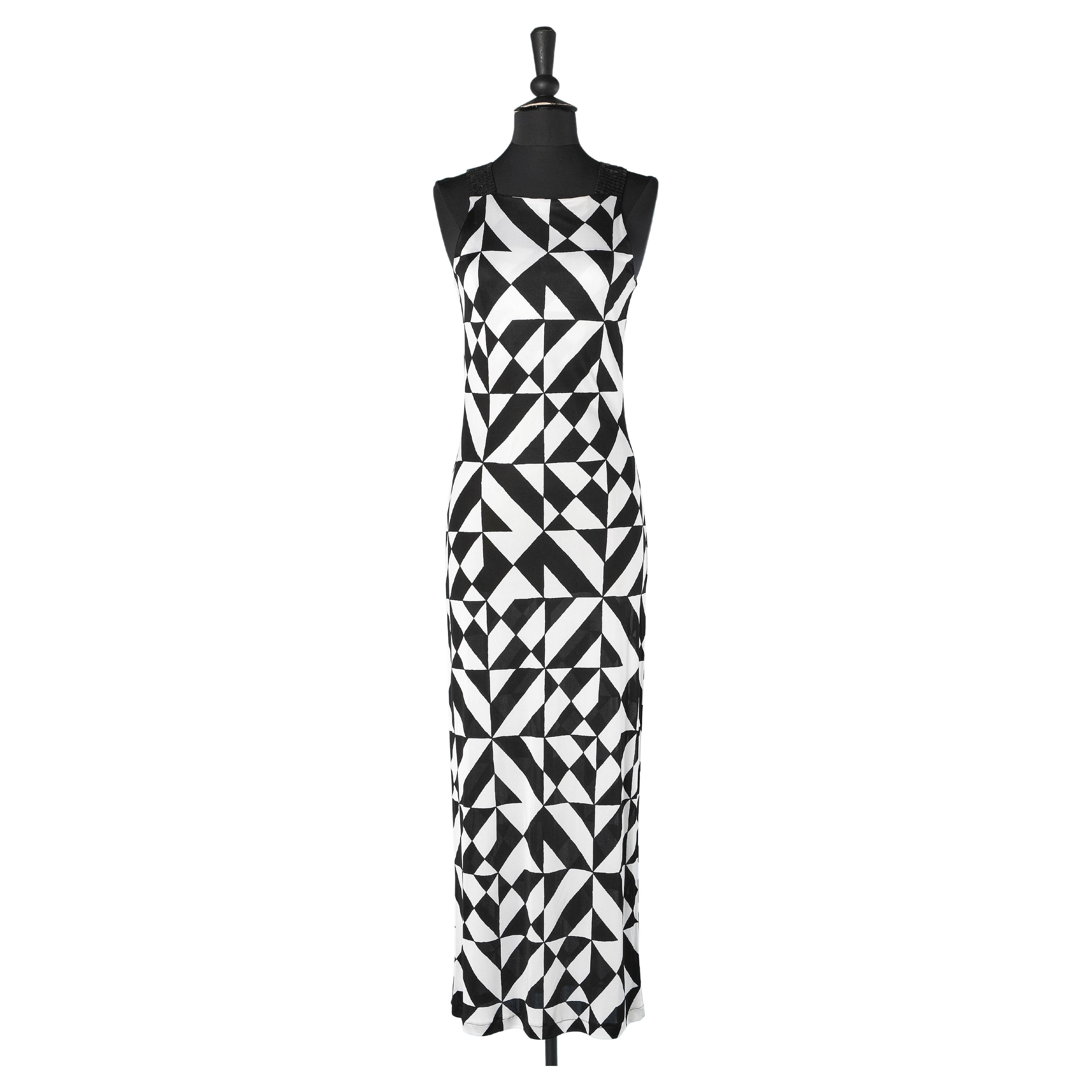 Unique Vintage Black & Silver Geometric Sequin Fringe Flapper Dress | Size Medium/6-8