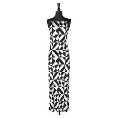 Black and white geometrical print evening dress with sequin Gianfranco Ferré 