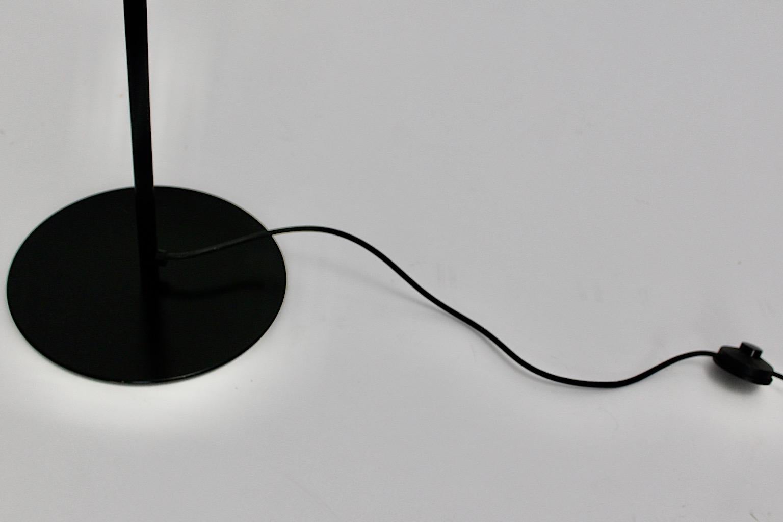 20th Century Black and White Glass Metal Vintage Floor Lamp, Italy, 1980s For Sale