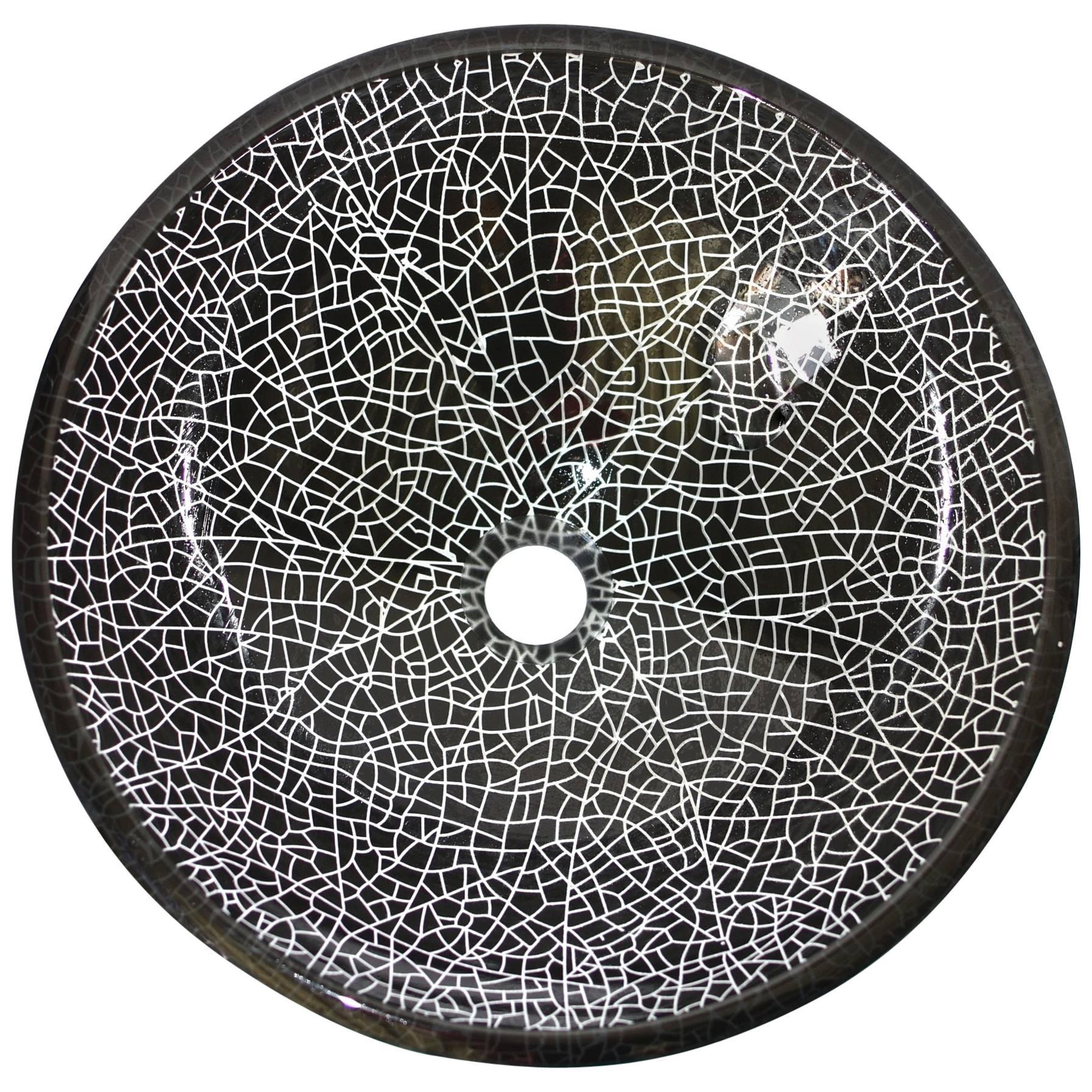 Cheminée en verre noir et blanc à motif craquelé, jardinière en vente
