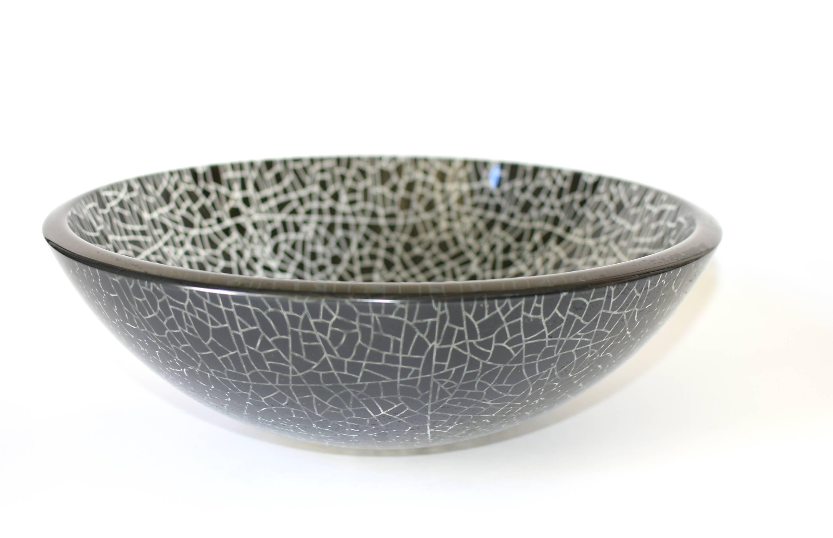Cheminée en verre noir et blanc à motif craquelé, jardinière Excellent état - En vente à Somis, CA