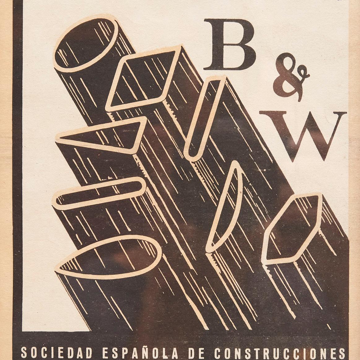 Mid-20th Century  Black and White Graphic Poster, circa 1950
