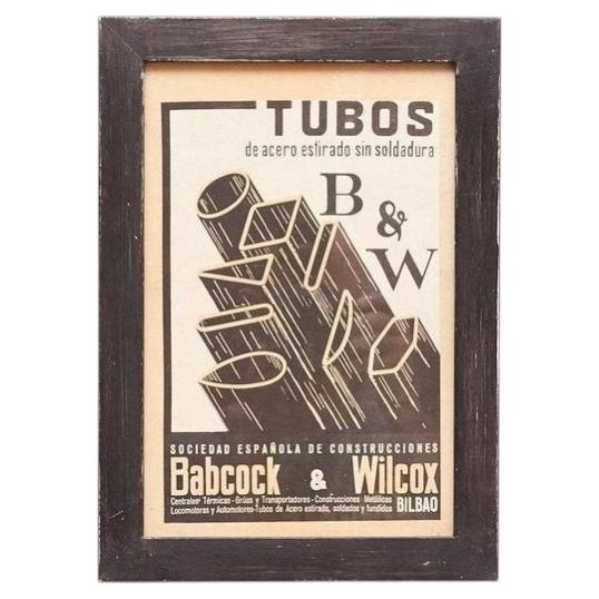Schwarz-weißes Grafikplakat, Mid-Century-Modern, Spanien, um 1950 im Angebot