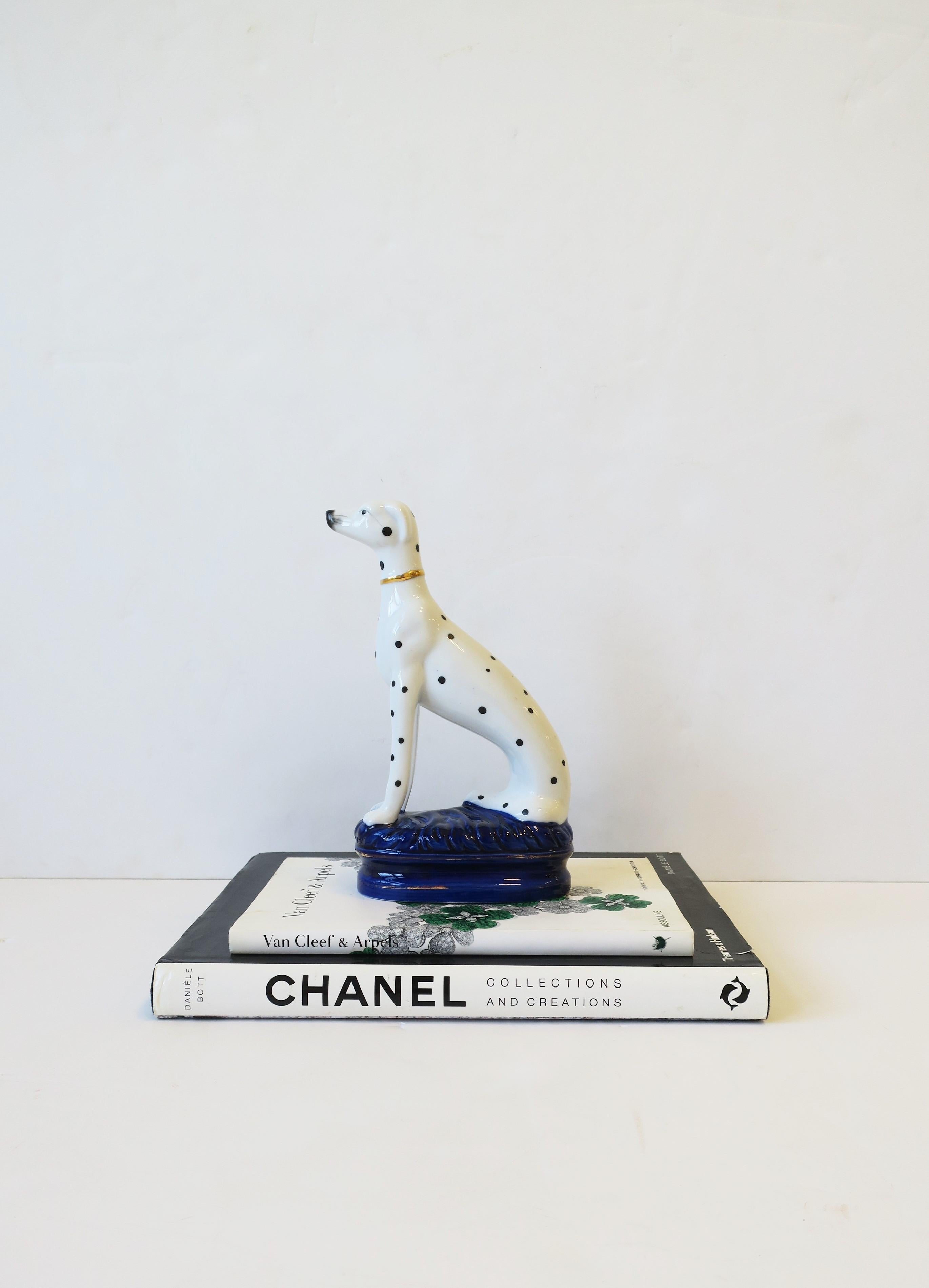 Ceramic Black and White Greyhound or Whippet Decorative Dog