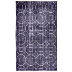 Black and White Handmade Vintage Turkish Anatolian Overdyed Distressed Rug