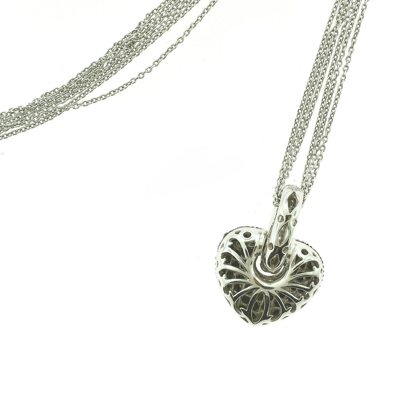 Women's or Men's Black and White Heart Diamond n White Gold Pendant Necklace